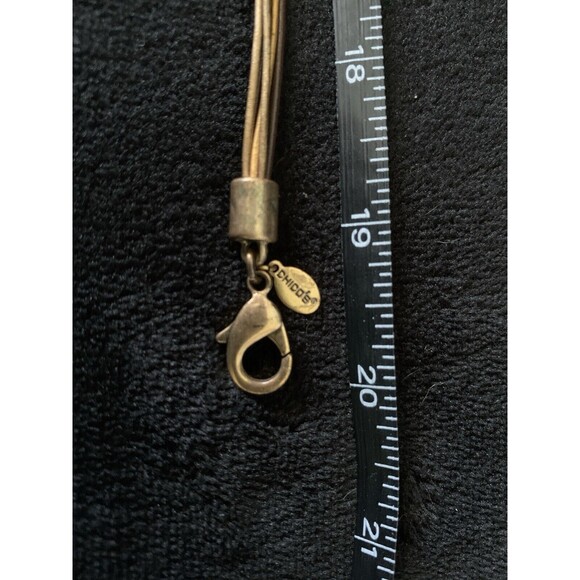 Chicos Inspiring Charms Rhinestone Gold Silver Tone Discs Necklace Chunky Corded - Picture 6 of 6